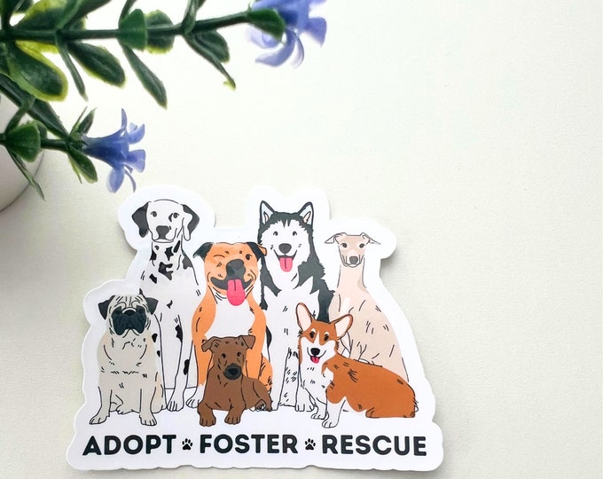 Adopt Foster Rescue Sticker | Waterproof Vinyl Sticker - Etsy