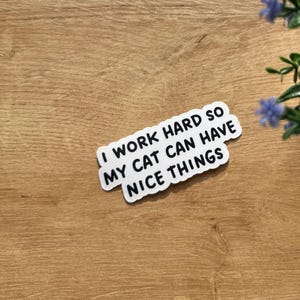I Work Hard So My Cat Can Have Nice Things | Cat Sticker | Waterproof Vinyl Sticker