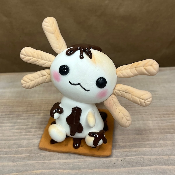 Axolotl Foam Clay Figure,adorable marshmallow sculpture, Girl Scout Mascot, S’mores animal, Fake Bake Charm, Gift Decoration Desk buddy