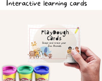 Tarjetas de preparación preescolar para niños educados en casa, Actividad de animales del zoológico para preescolares, Imprimibles para maestros, Tapete de plastilina