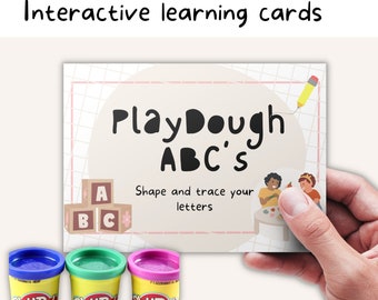 Práctica de trazado para preescolar, tarjetas del alfabeto imprimibles, tapetes de plastilina, tarjetas de escritura ABC, regalos para niños