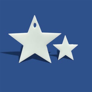 COE 96 Fused Glass Stars: White Opal & Ruby Red, Ornament Mosaic (5 Pack)