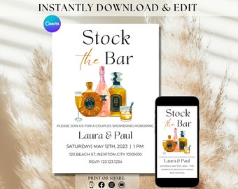 Stock the Bar Invitation Stock the Bar Party Invite Engagement Party Invitations Co-ed Wedding Shower Invite Couples Wedding Shower Evite