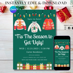 Ugly Christmas Sweater Party Invitation Christmas Party Invite Ugly Sweater Invitation Holiday Party Evite Friendsmas Party Evite Xmas Party