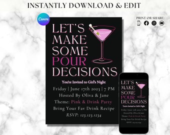 Ladies Night In Invitation Hen Party Invite Girls Night In Invite Bachelorette Invite Ladies Night Out Digital Evite Breakup Party Invite
