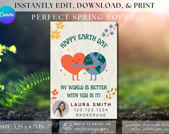 Editable Realtor Spring Pop By Tags Earth Day Pop By Tags Real Estate Popby Happy Earth Day Pop By Realtor Marketing Real Estate Branding