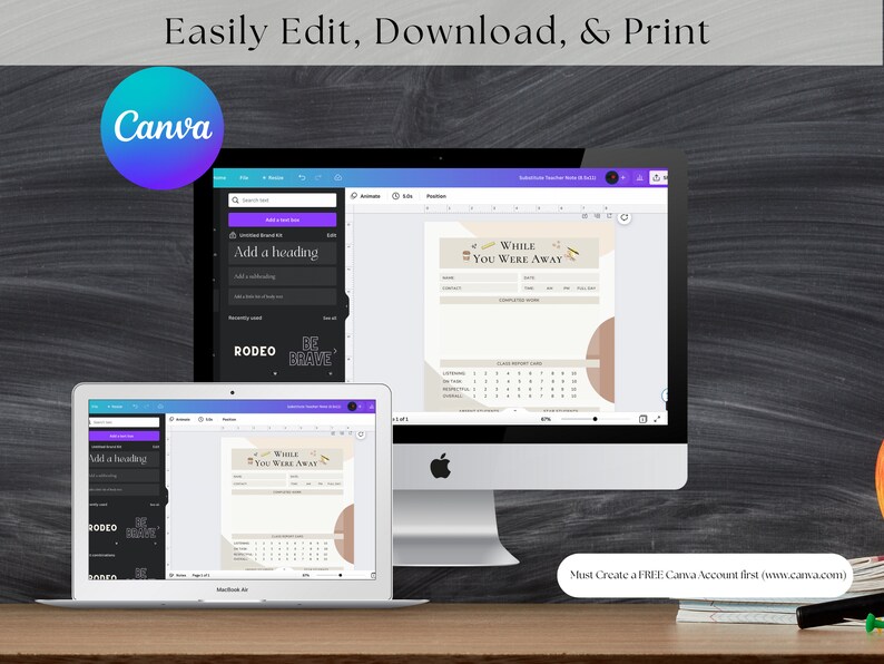 Editable Substitute Teacher Note Printable While You Were Away Template ...