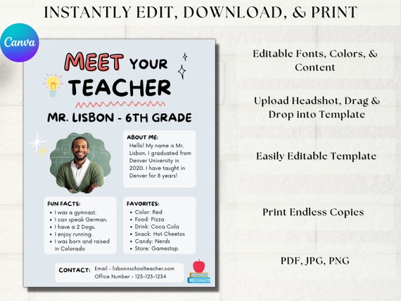 Meet the Teacher Template Meet Your Teacher Flyer Classroom Resources Back  to School Letter Meet the Teacher Form Meet the Teacher Letter - Etsy