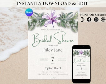 Island Bridal Shower Invite Beach Bridal Shower Invitation Destination Bridal Shower Evite Island Boho Bridal Shower Evite Template