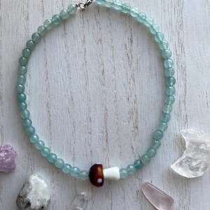 Mushroom beaded choker - Light Blue