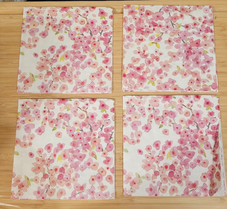 Pastel Pink Floral Cocktail Napkin With Possibly Cherry Blossoms for ...