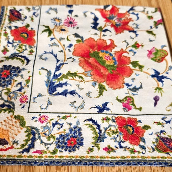 Chinoisserie floral Decoupage Cocktail Napkin