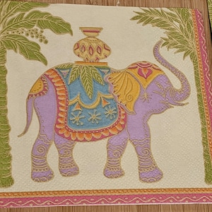 Chinoiserie Violet Elephant Decoupage Napkin