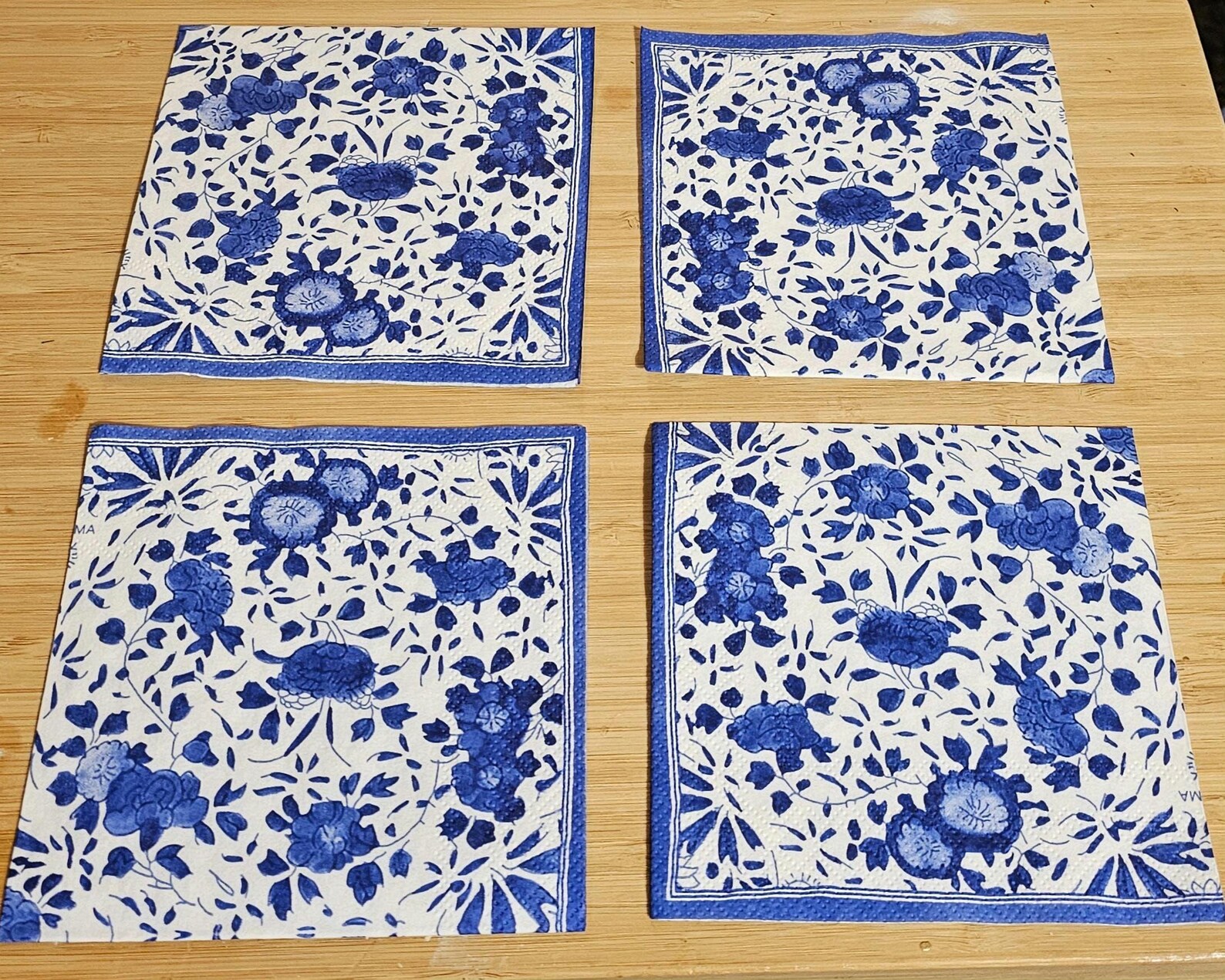 Royal Blue Delft Style Cocktail Decoupage Napkin - Etsy