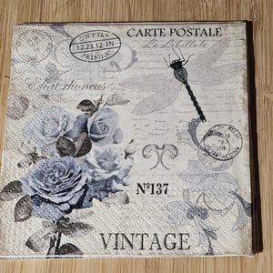Carte Postal Vintage Look Decoupage Napkin