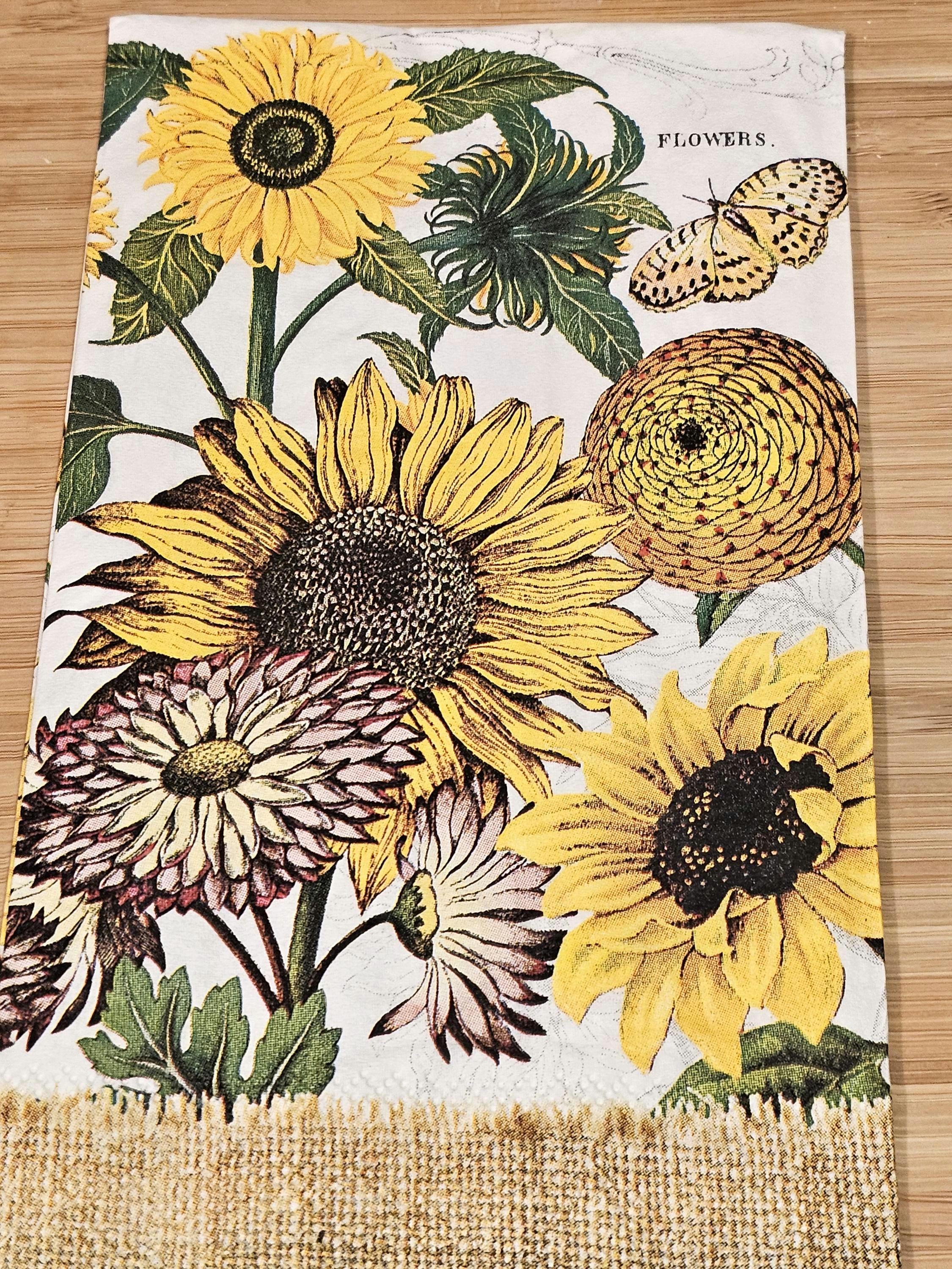 Sunflower with Burlap Look Decoupage Napkin
