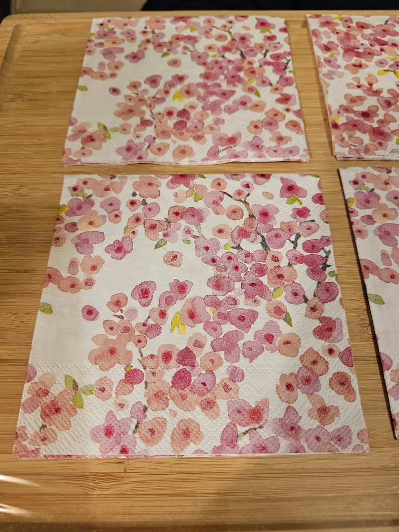 Pastel Pink Floral Cocktail Napkin With Possibly Cherry Blossoms for ...