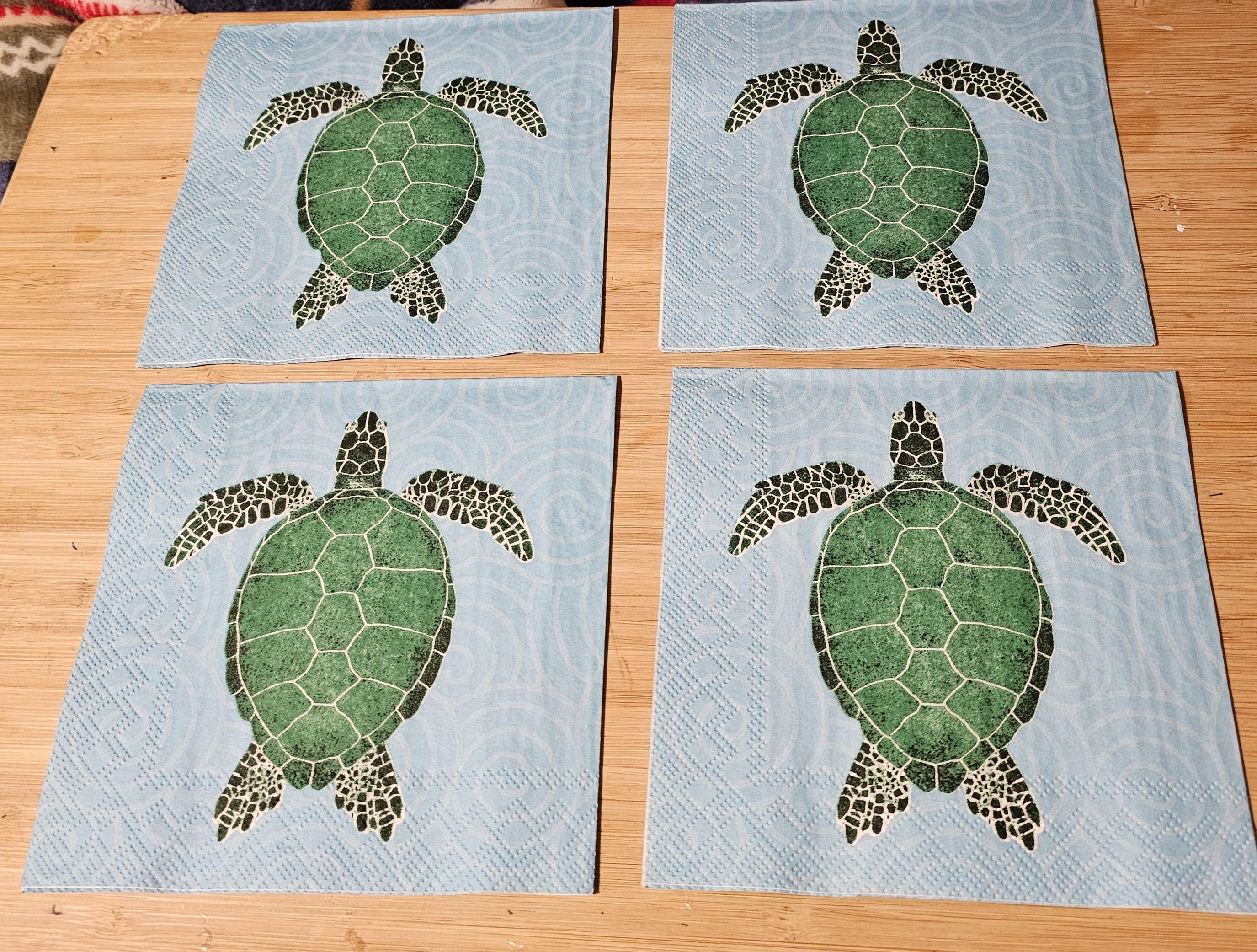 Turtle Napkin Tutorial Green Sea Turtle Decoupage Napkin - Etsy