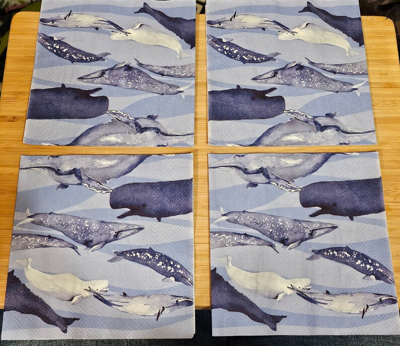 TransferTreasurebyMe Whales Luncheon Napkins