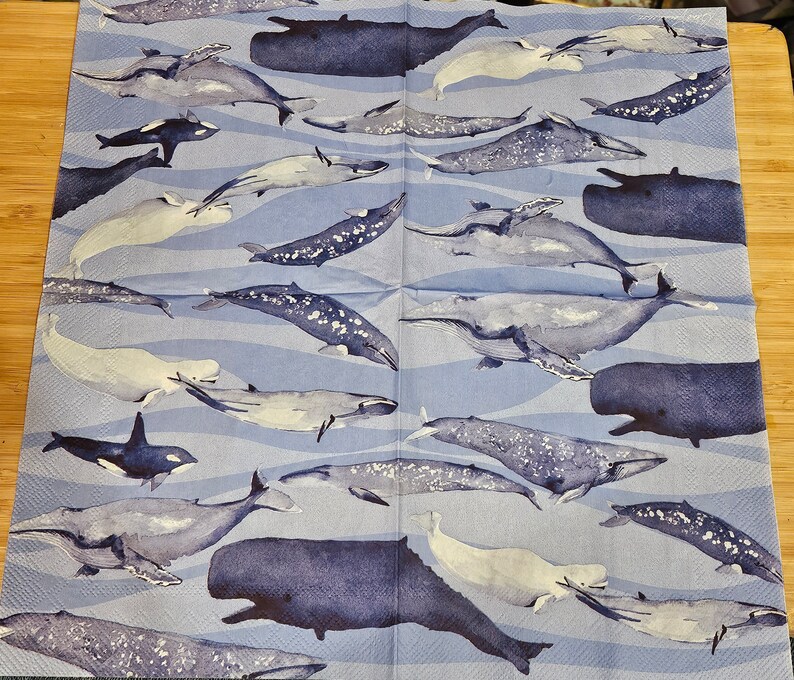 TransferTreasurebyMe Whales Luncheon Napkins - Thumbnail 2