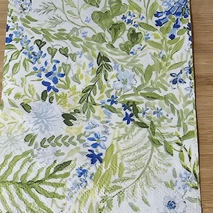 Blue Green Impressionist Style Floral Guest Decoupage Napkin