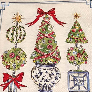 Grande serviette de table pour découpage en chinoiseries de Noël, arbre topiaire