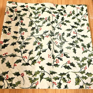 Holly Decoupage Napkin