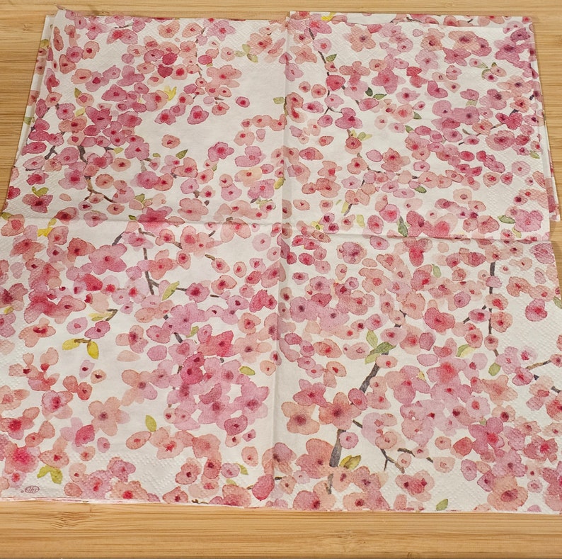 Pastel Pink Floral Cocktail Napkin With Possibly Cherry Blossoms for ...