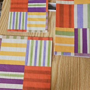 Colorful Patchwork Stripes  Decoupage Napkins
