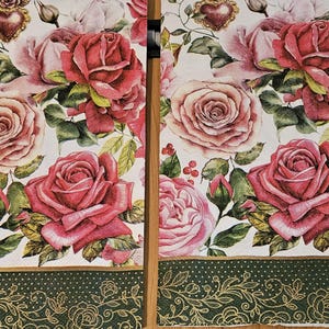 Royal Roses with Green & Gold Border