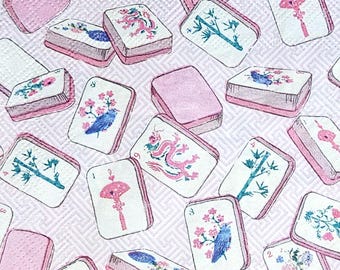 Pink Mahjong Chinoiserie Decoupage Napkin