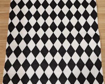 Black and White Harlequin Decoupage Napkins
