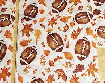 Football and Leaves Guest Decoupage Napkin