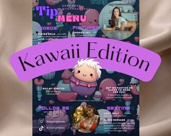 OnlyFans Kawaii Tip Menu, Editable Template, Digital Download, Canva Template, Anime OF menu, OnlyFans Menu Template, Fansly