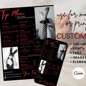 OnlyFans Tip Menu, Editable Template, Digital Download, Canva Template, OF menu, OnlyFans Red Menu Template, OF Tip Menu Template bild 2