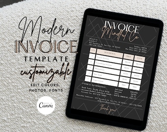 Black Invoice Template, Invoices Template, Invoice Template Download, Invoice Template Canva, Client Invoice, Editable Template, Finances