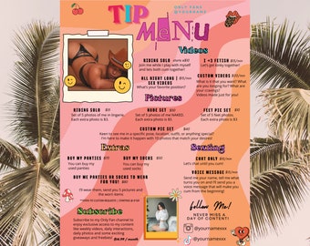 OnlyFans Tip Menu, Editable Template, Digital Download, Canva Template, OF menu, OnlyFans Groovy Menu Template, OF Tip Menu Template
