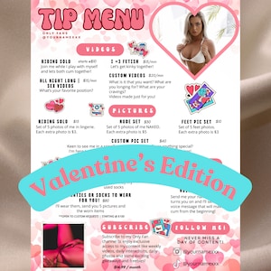 OnlyFans Tip Menu, Editable Template, Digital Download, Canva Template, OF menu, OnlyFans Pink Valentine Menu Template, OF Tip Menu Template