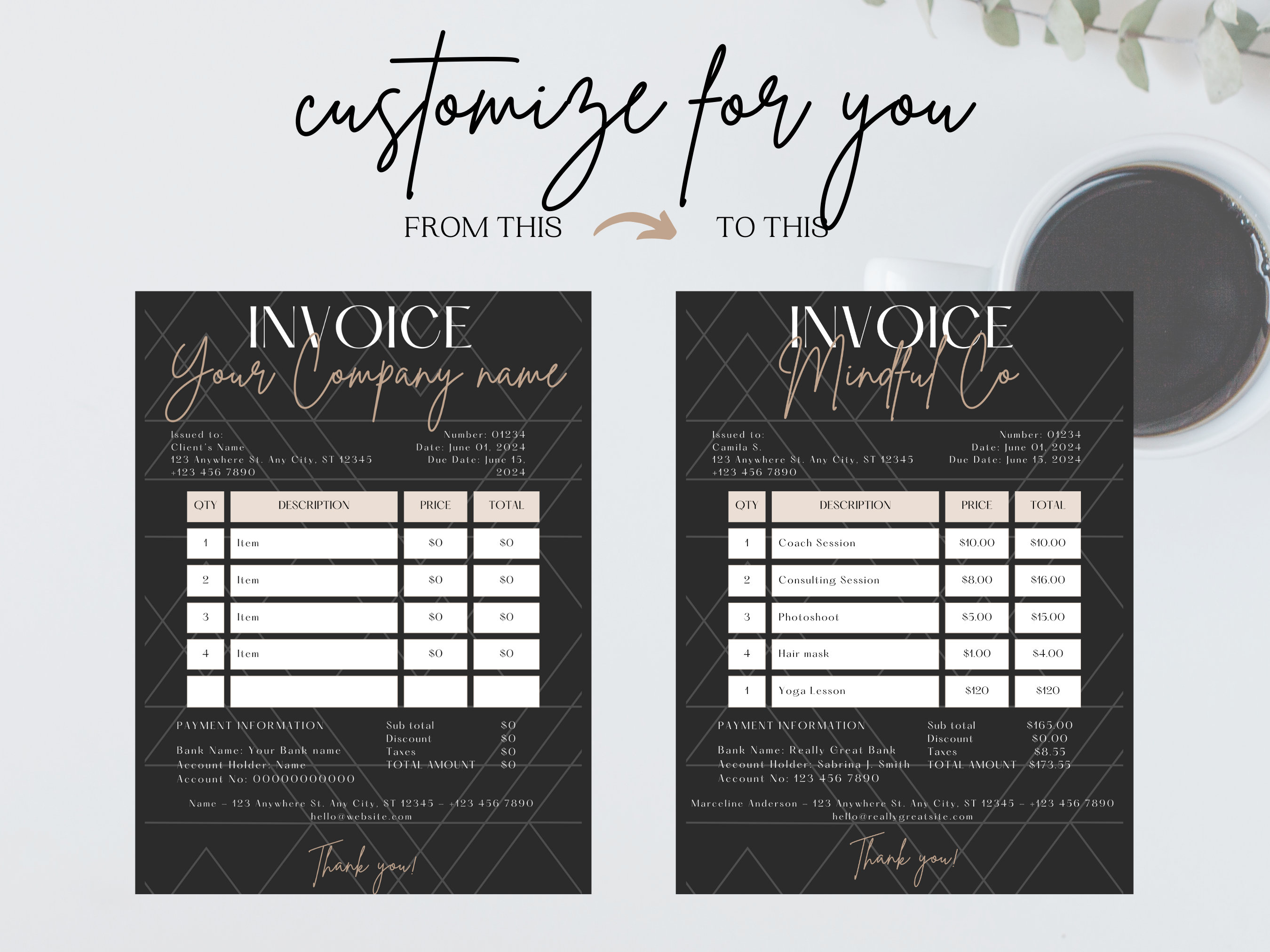 Black Invoice Template Invoices Template Invoice Template - Etsy