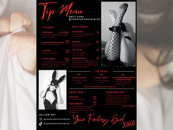 OnlyFans Tip Menu, Editable Template, Digital Download, Canva Template, OF menu, OnlyFans Red Menu Template, OF Tip Menu Template