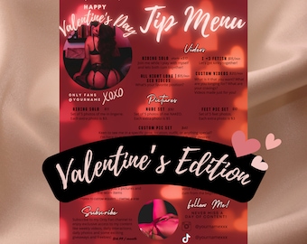OnlyFans Tip Menu, Editable Template, Digital Download, Canva Template, OF menu, OnlyFans Valentines Day Menu Template, OF Tip Menu Template