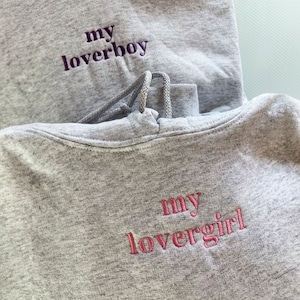 Embroidered My Lover Boy My Lover Girl Hoodie, Embroidered Couple Hoodies Set, Best Matching Hoodies for Couples, Best Valentine Gift