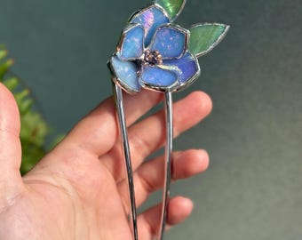 Hair Pin Stained Glass LEAD FREE Magnolia Flower CHOOSE Color Handmade Accessories