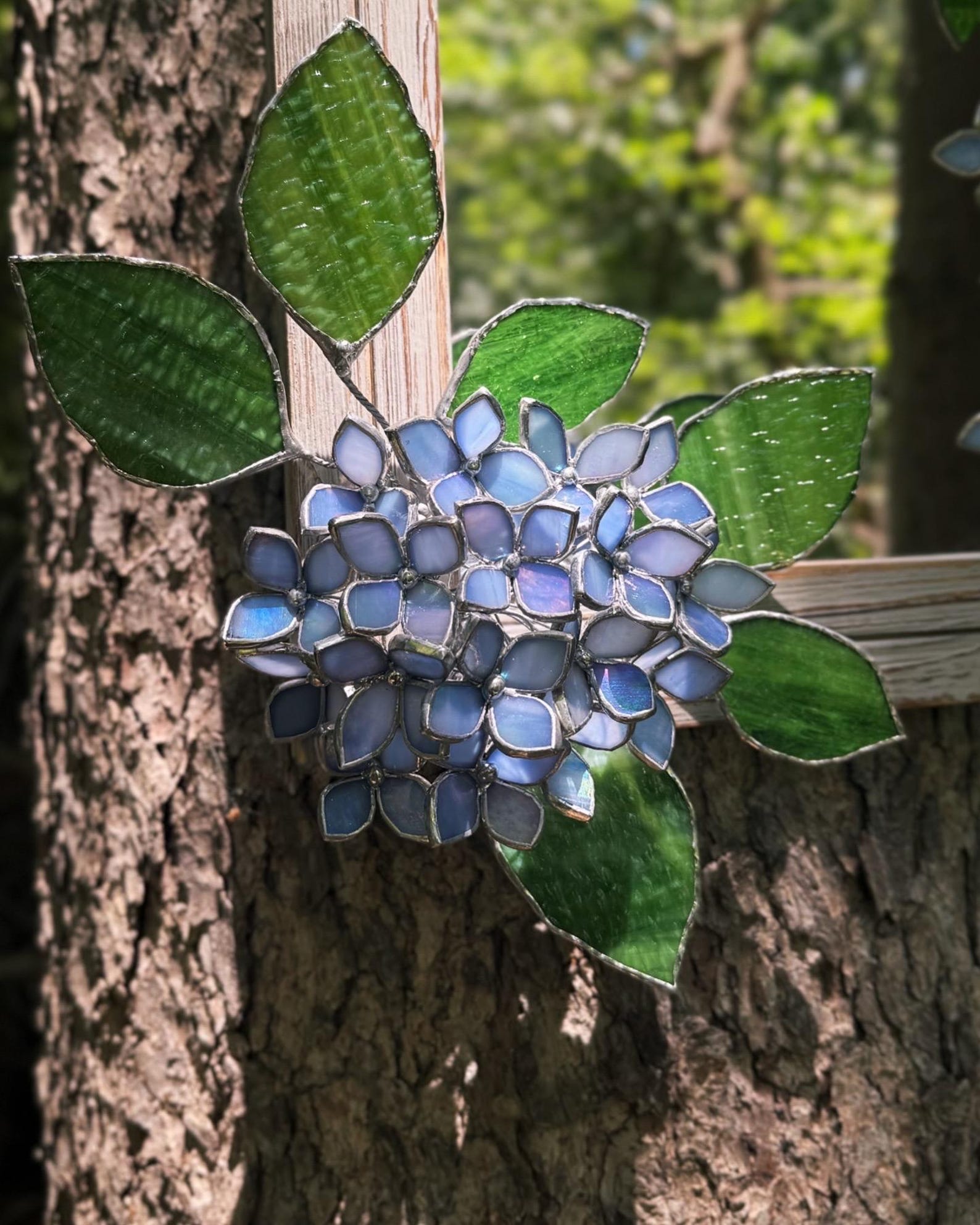 Hydrangea Mirror Handmade Lavender Hydrangea Stained Glass Mirror, Botanical Art ...