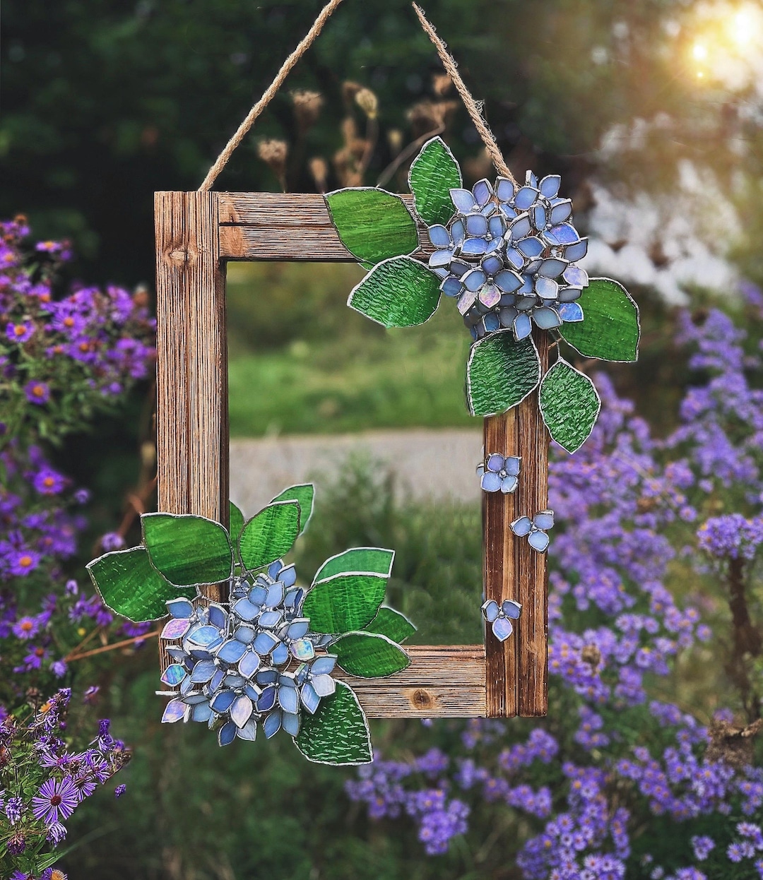 Hydrangea Mirror Stained Glasslavender Iridescent Hydrangea Mirror, Wall Art - Etsy