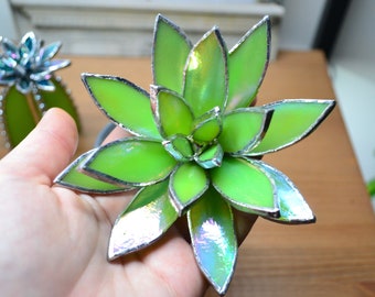 Stained glass Succulent 3D design house plant for flower pot gift, glass art, Valentine’s gift,