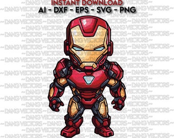 Vector File - Iron Hero Suit Comic Anime Fan - Art Ai Svg Dxf Png Eps  Cut laser Graphic Print Design  Coloring Manga Cartoon Clipart Chibi
