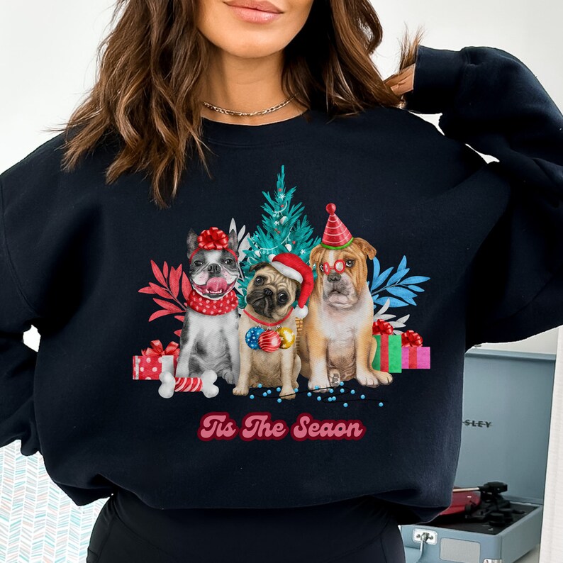 Christmas Dogs Sweatshirt, Dog Lover Sweater, Holiday Sweater