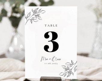 Table Numbers Template, Printable Wedding Number Cards, Wedding Table Assignment Template, Minimalist Wedding Seating Numbers, Download  MAE