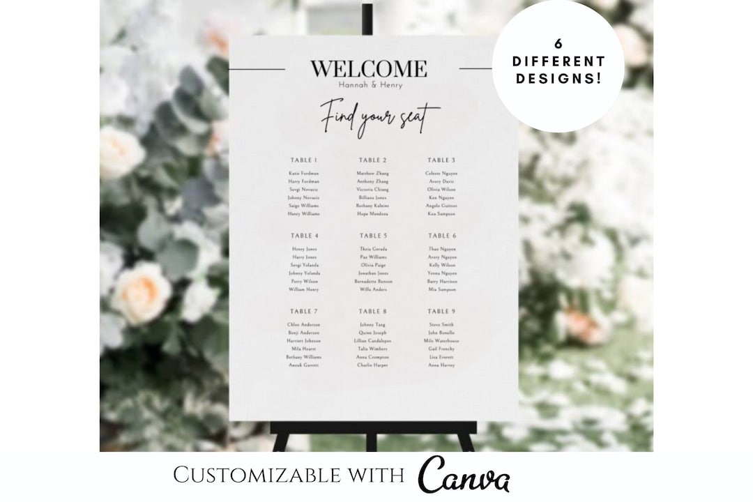 Wedding Seat Chart Template Printable Minimalist Wedding Etsy Wedding Seat Chart Template Printable Minimalist Wedding Etsy